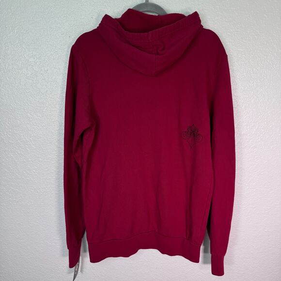 Affliction Hoodie Men Small Black Knight Graphic Pullover Y2K Gothic Grunge Red - Picture 2 of 12